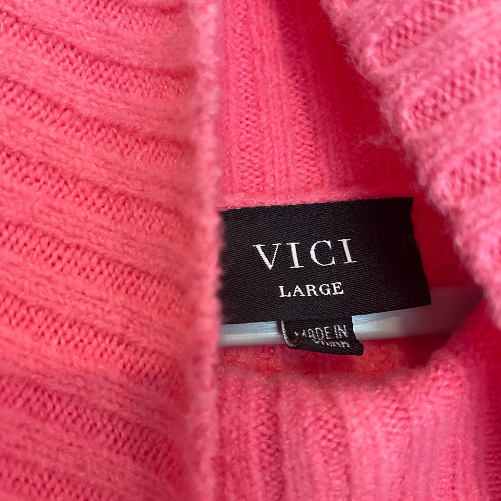 Vici Oversized Chunky Soft Hot Pink Turtleneck Knit Sweater - Picture 5 of 8
